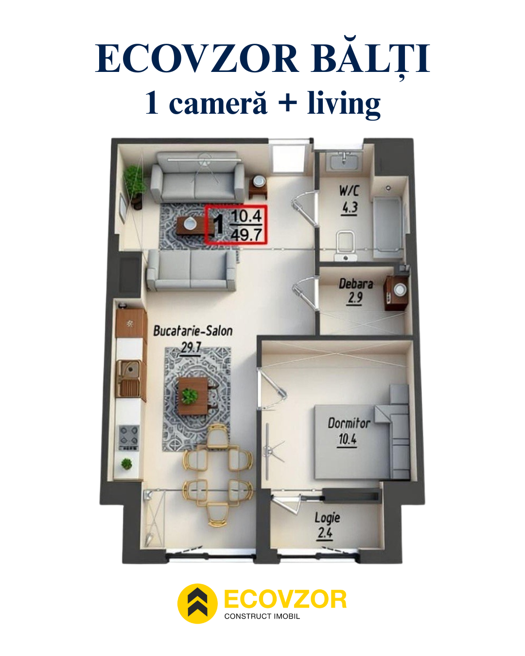 1 комната + ливинг