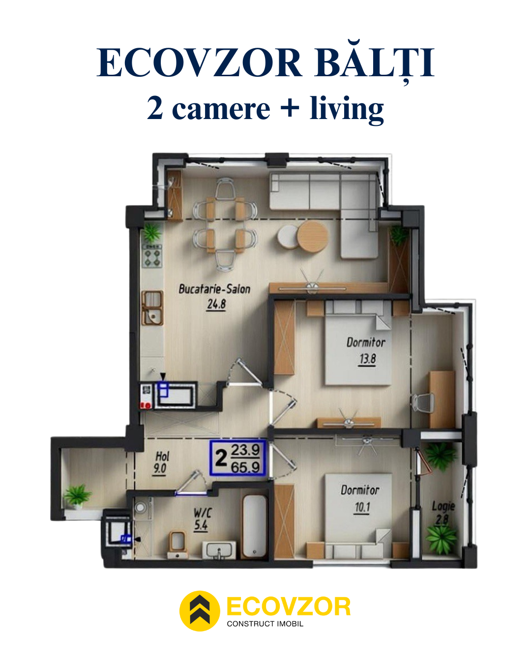 2 комнаты + ливинг