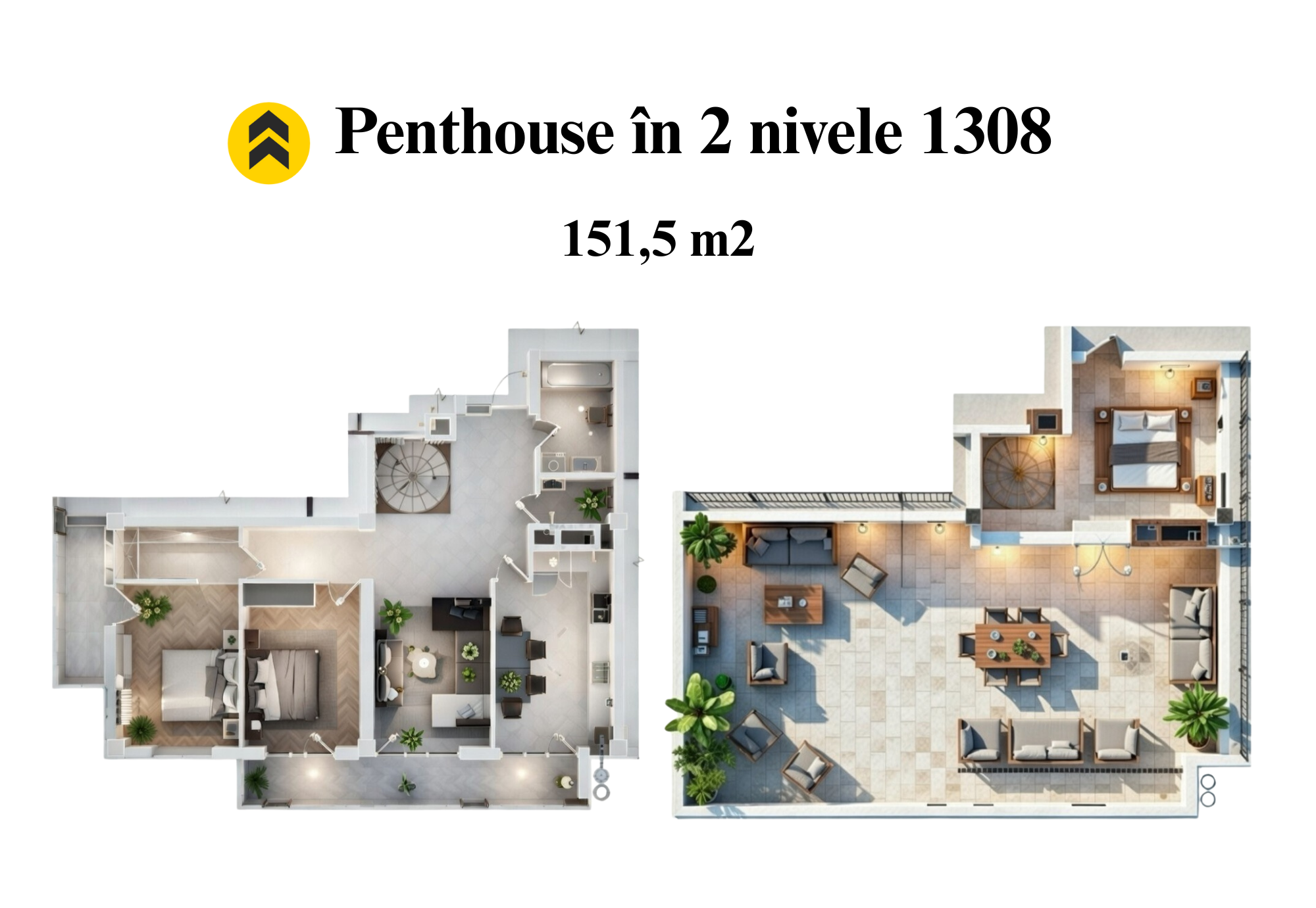 Duplex Penthouse - 3 camere + living + terasa