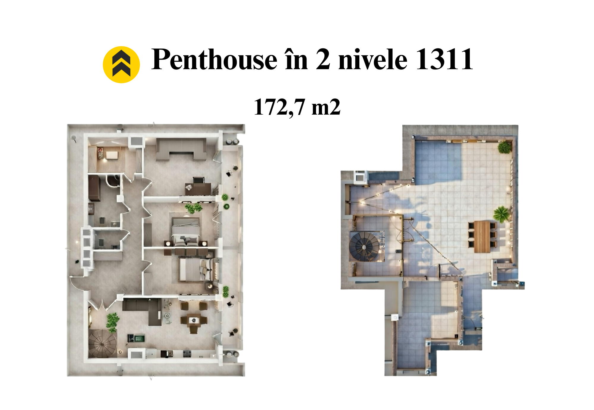 Duplex Penthouse - 3 camere + living + terasa